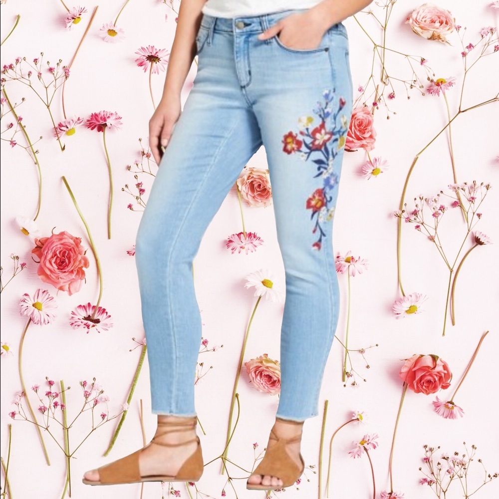 Embroidered Floral Jeans